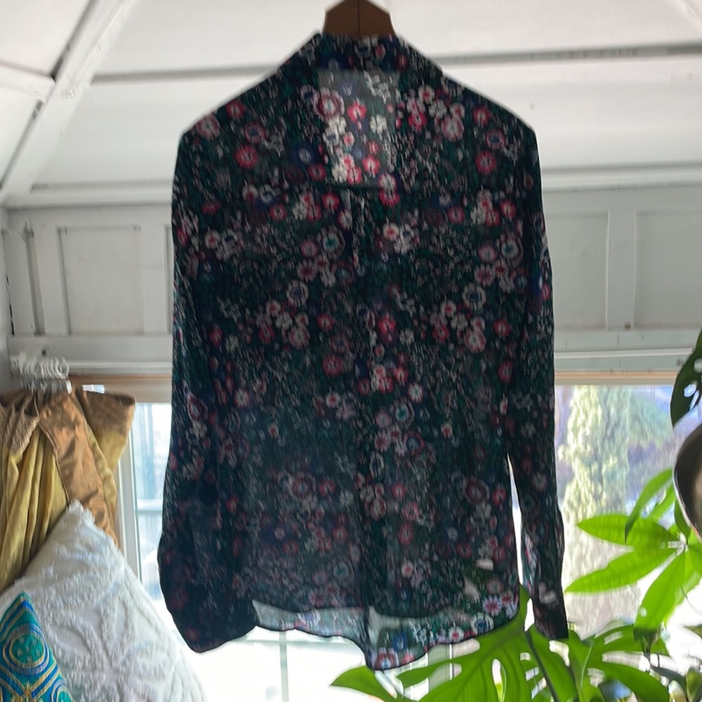 Express Portofino Slim Fit Long Sleeve Black Floral - Picture 2 of 4